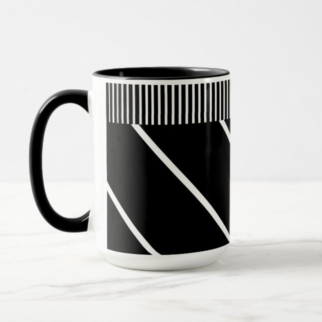 Black and White Mug - Chic in Stripes  (Left)