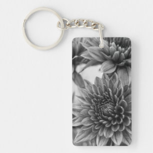 Black and White Mums Keychain