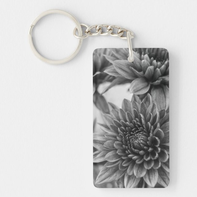Black and White Mums Keychain (Front)
