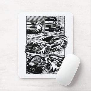 BLACK AND WHITE MUSCLE FURY MOUSE PAD
