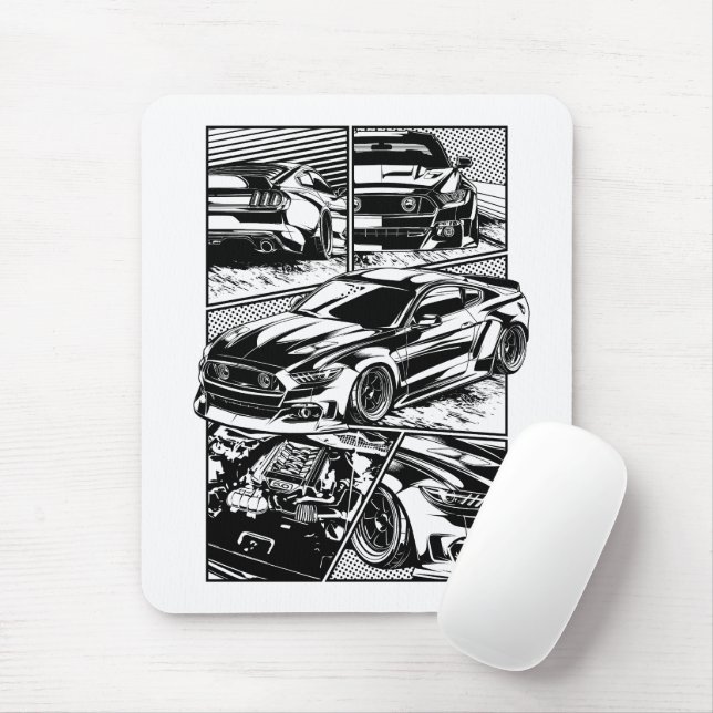 BLACK AND WHITE MUSCLE FURY MOUSE PAD (With Mouse)