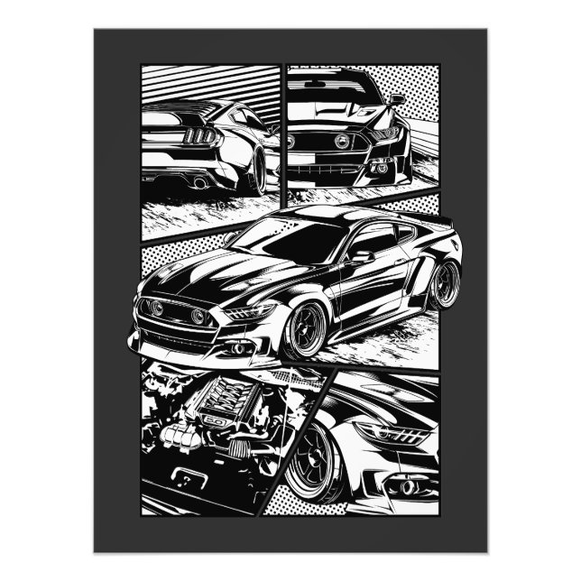 BLACK AND WHITE MUSCLE FURY PHOTO PRINT (Front)