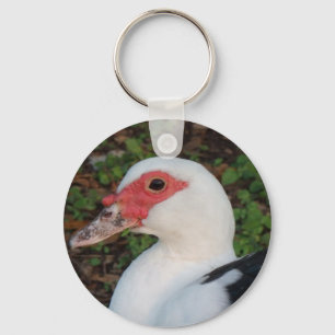 Black and White Muscovy Duck Hen Keychain