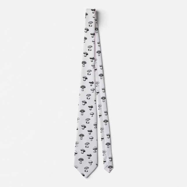 Black and White Mushrooms Tie (Front)