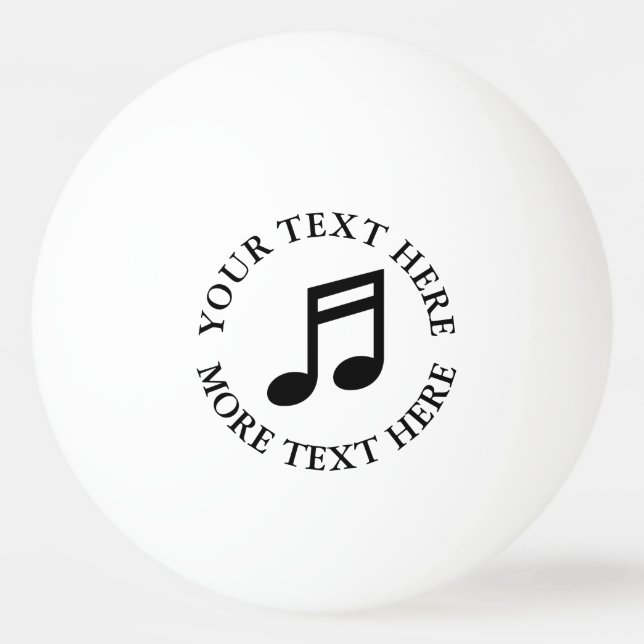 Black and white music note icon table tennis ping pong ball (Front)
