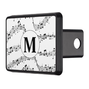 Black and White Music Note Monogram Trailer Hitch Cover