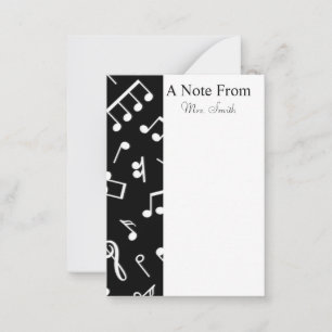 Black and White Music Note Musician Card