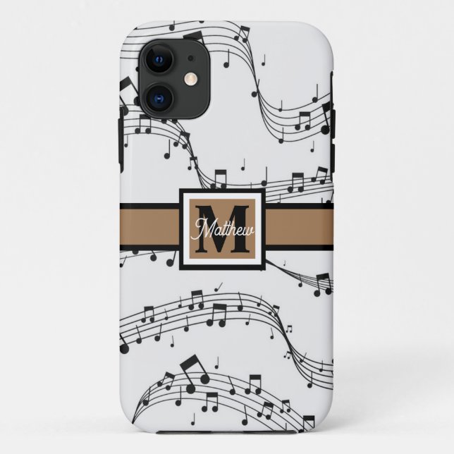 Black and white Music note Musician Monogram    Case-Mate iPhone Case (Back)