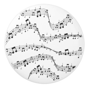 Black and White music note Pattern musician   Ceramic Knob