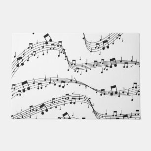 Black and White music note Pattern musician   Doormat