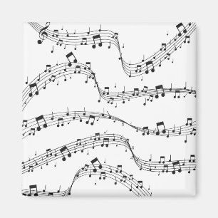 Black and White music note Pattern musician Magnet