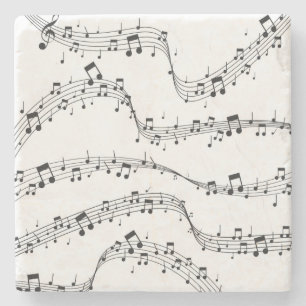 Black and White music note Pattern musician    Stone Coaster