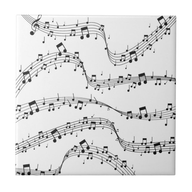 Black and White music note Pattern musician    Tile (Front)