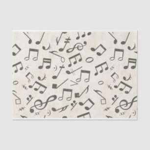 Black and White music note Pattern musician    Tissue Paper