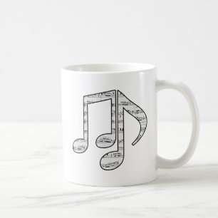 Black and White Music Notes Coffee Mug