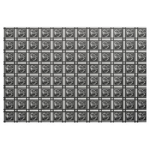 Black and White Music Notes Hearts and Stripes Fabric