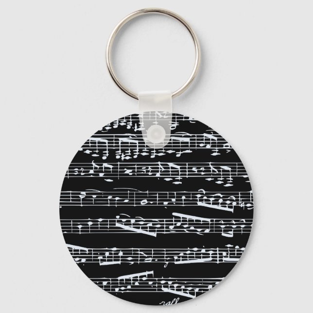 Black and white music notes keychain (Front)