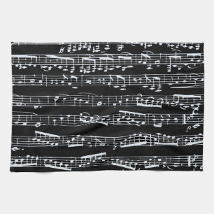 Black and white music notes kitchen towel