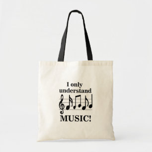 Black and White Music Notes Musician Tote Bag