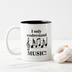 Black and White Music Notes Musician Two-Tone Coffee Mug