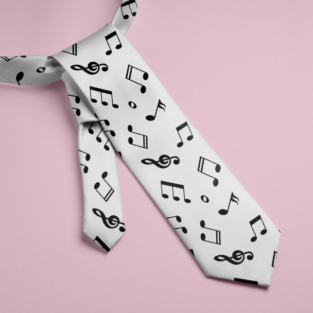 Black and White Music Notes Pattern Tie (Creator Uploaded)