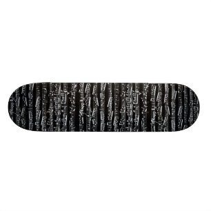 Black and white music notes skateboard