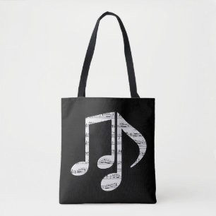 Black and White Music Notes Tote Bag