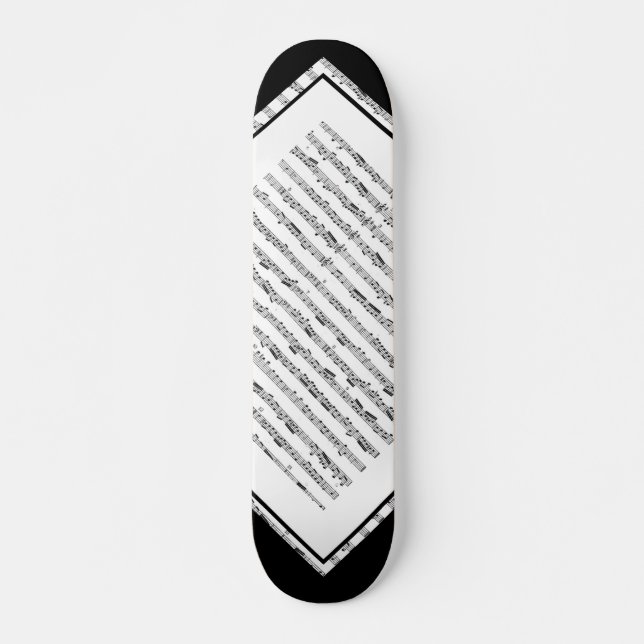 Black and White Music Pattern Customizable Deck 1 Skateboard (Front)
