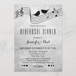 Black and White Music Rehearsal Dinner Invitation