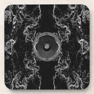 Black and white music speaker coaster