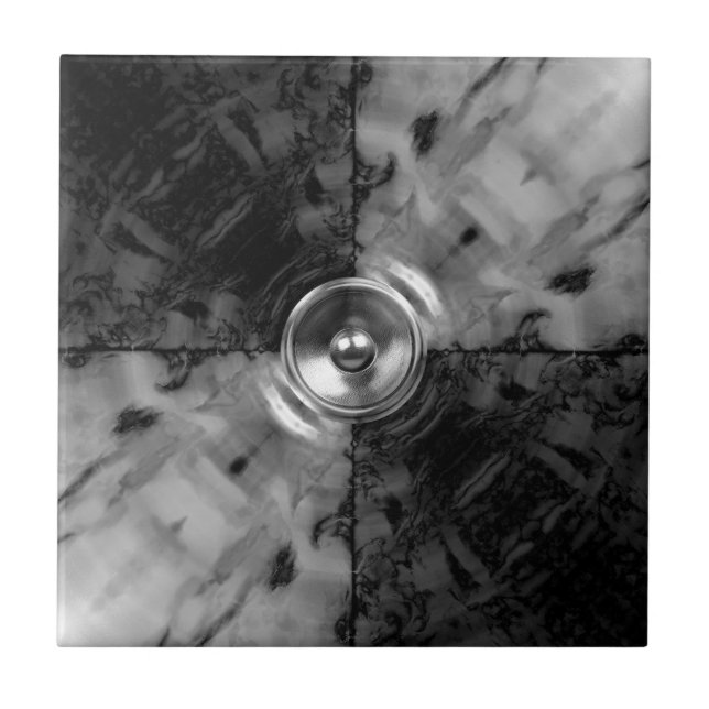 Black and white music speaker tile (Front)