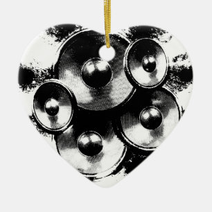 Black and white music speakers ceramic ornament