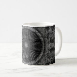 Black and white music speakers coffee mug