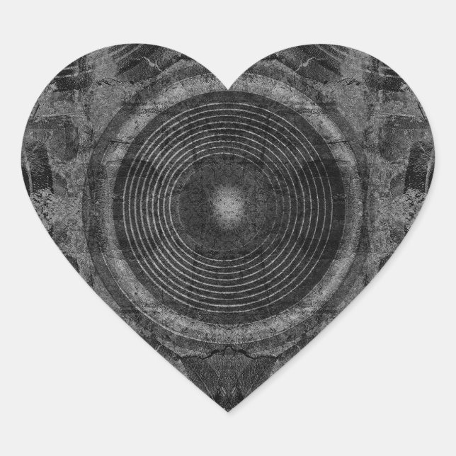 Black and white music speakers heart sticker (Front)