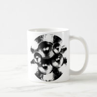 Black and white music speakers in a circle