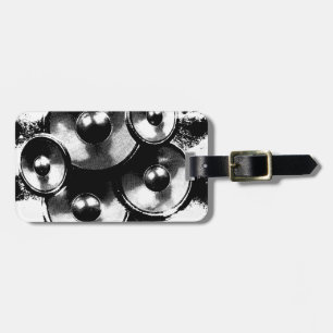Black and white music speakers luggage tag