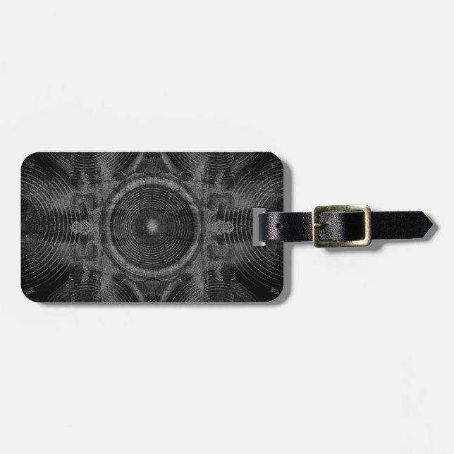 Black and white music speakers luggage tag (Front Horizontal)