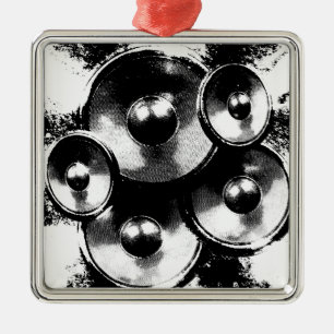 Black and white music speakers metal ornament