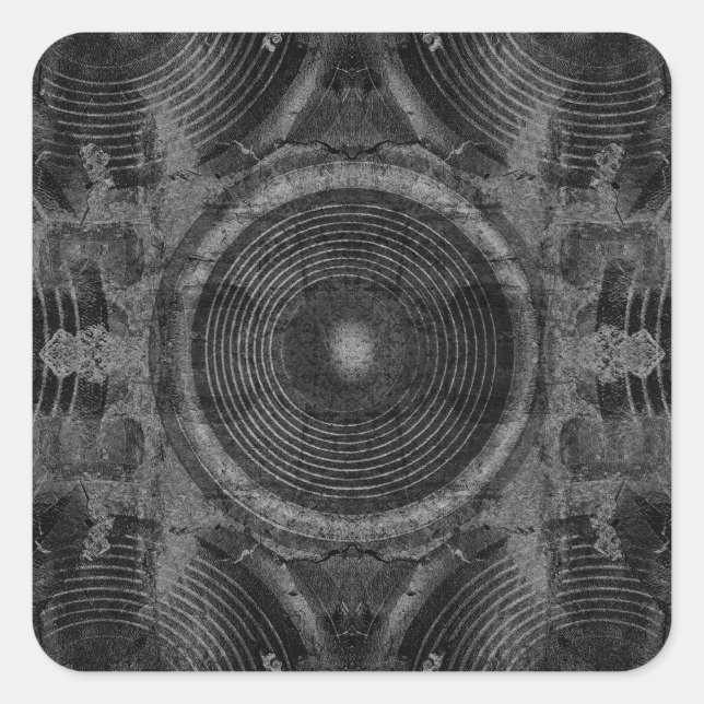 Black and white music speakers square sticker (Front)