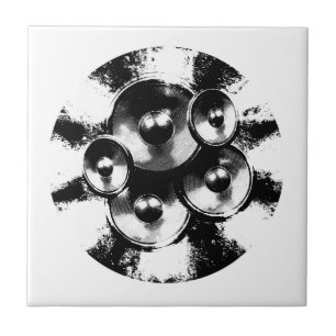 Black and white music speakers tile