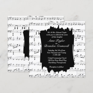 Black and White Music Theme Wedding Invitation