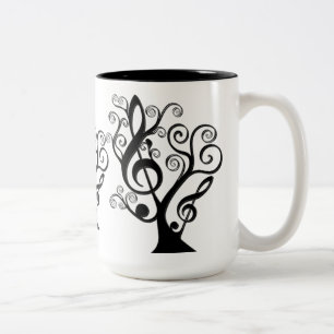 Black and White Music Treble Clef Tree Mug
