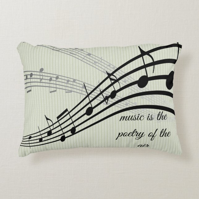 Black and White Music with Quote Accent Pillow (Front)