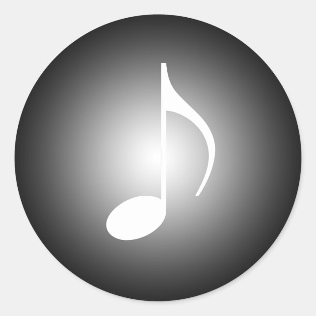 Black and White Musical 8th Note Classic Round Sticker (Front)