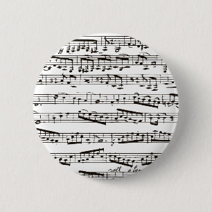 Black and white musical notes 2 inch round button