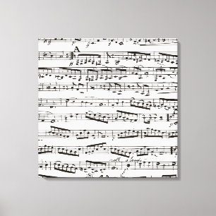 Black and white musical notes canvas print