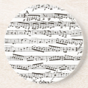 Black and white musical notes coaster