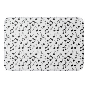 Black and White Musical Notes Design Bath Mat