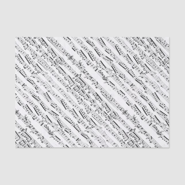 Black and white musical notes diagonal sheet music (Front)