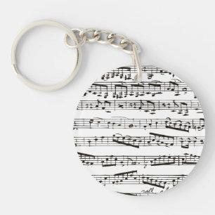 Black and white musical notes keychain